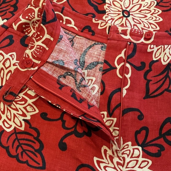 Harold’s Linen Maxi Skirt w Pockets Floral Red White Black Sz 6 - Picture 9 of 9